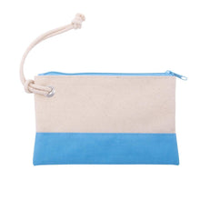 Load image into Gallery viewer, Light Blue &amp; Natural Canvas Rope Pouch
