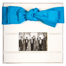 Load image into Gallery viewer, White picture frame with turquoise canvas bow

