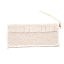 Load image into Gallery viewer, Front view of our White Linen Trifold Clutch
